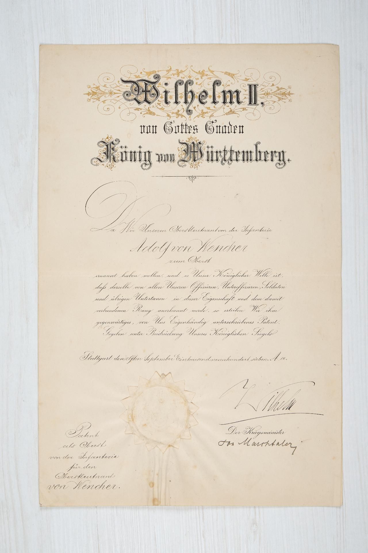 Württemberg : Auszeichnungs- und Dokumentennachlass des Generalleutnants z.D. Konrad Adolf v. We... - Bild 24 aus 24