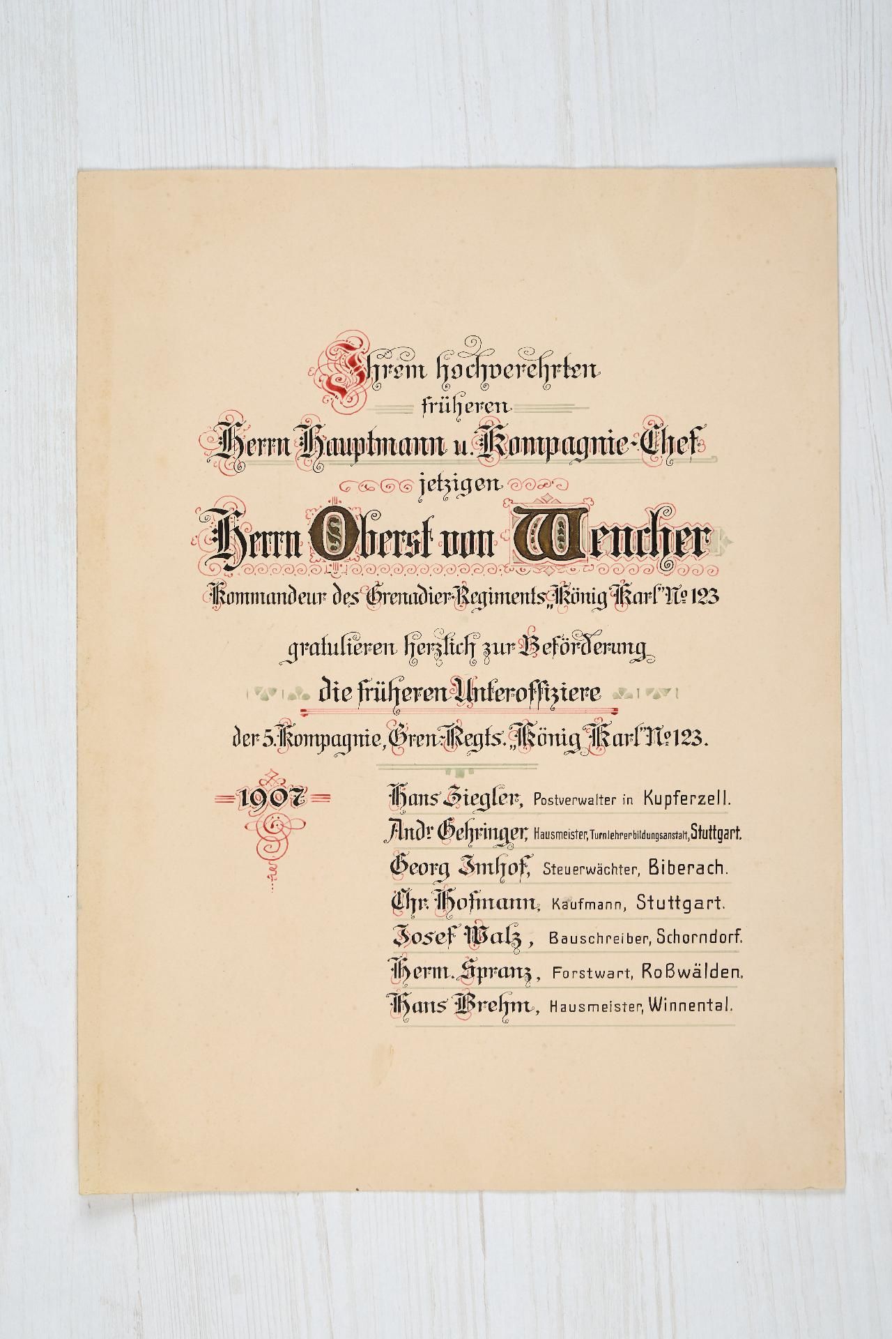 Württemberg : Auszeichnungs- und Dokumentennachlass des Generalleutnants z.D. Konrad Adolf v. We... - Bild 13 aus 24