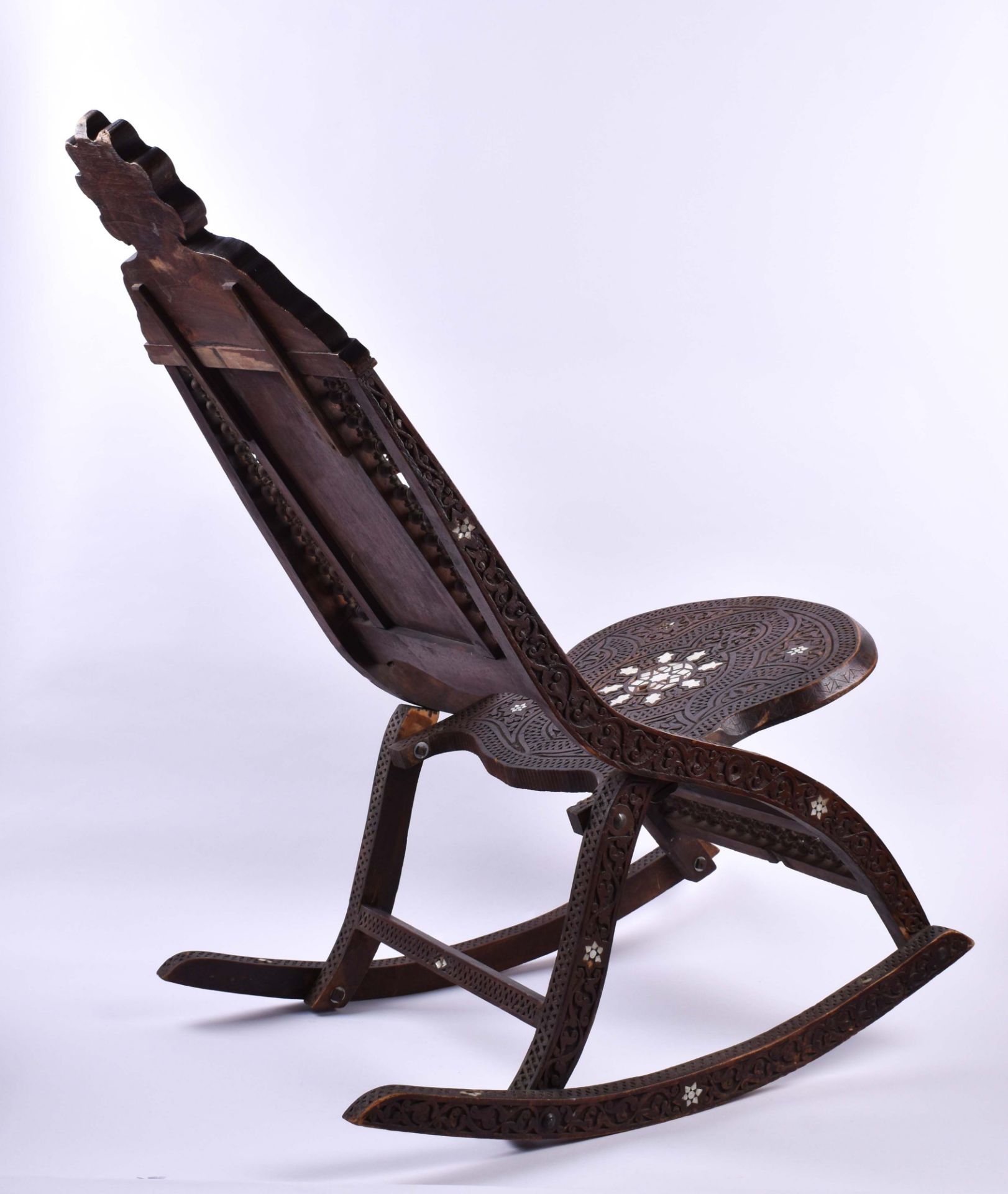 Scissors rocking chair, Moorish/Persian 19th century - Image 3 of 3