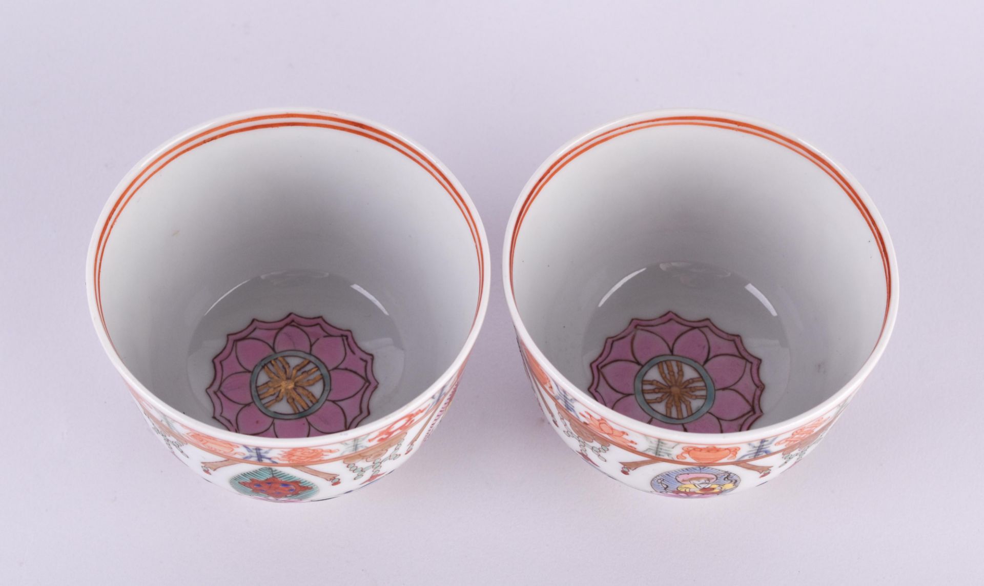 Pair of Doucai tea bowls China Qing period - Image 3 of 4