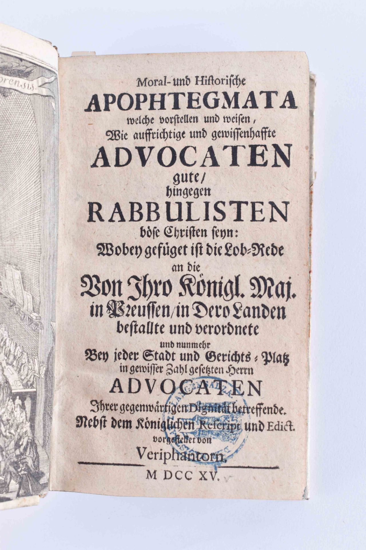 Aphotegmarta - Advocaten Der raisonirende Jurist 1714 - Image 3 of 5