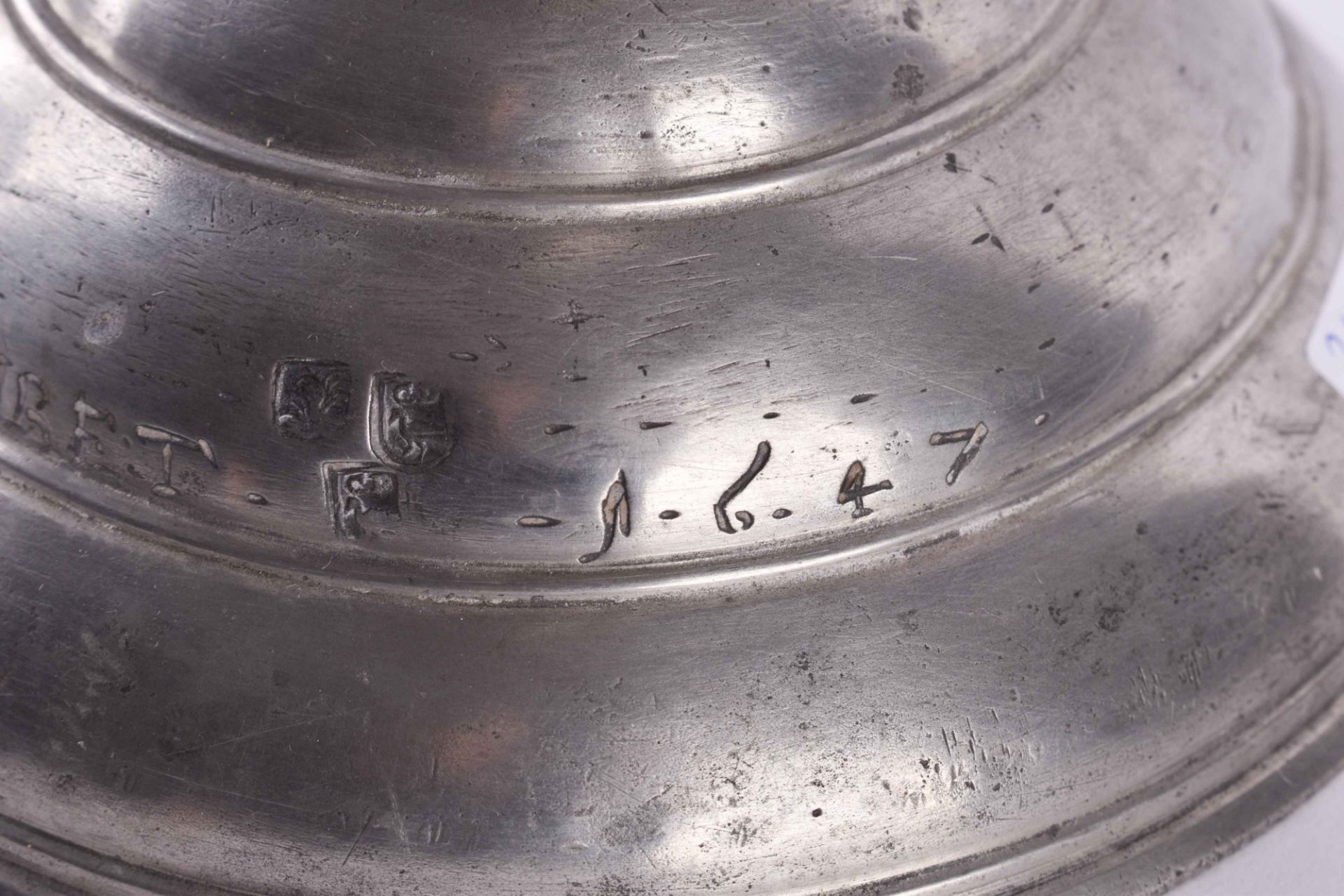 Lidded goblet pewter 19th century - Image 5 of 6