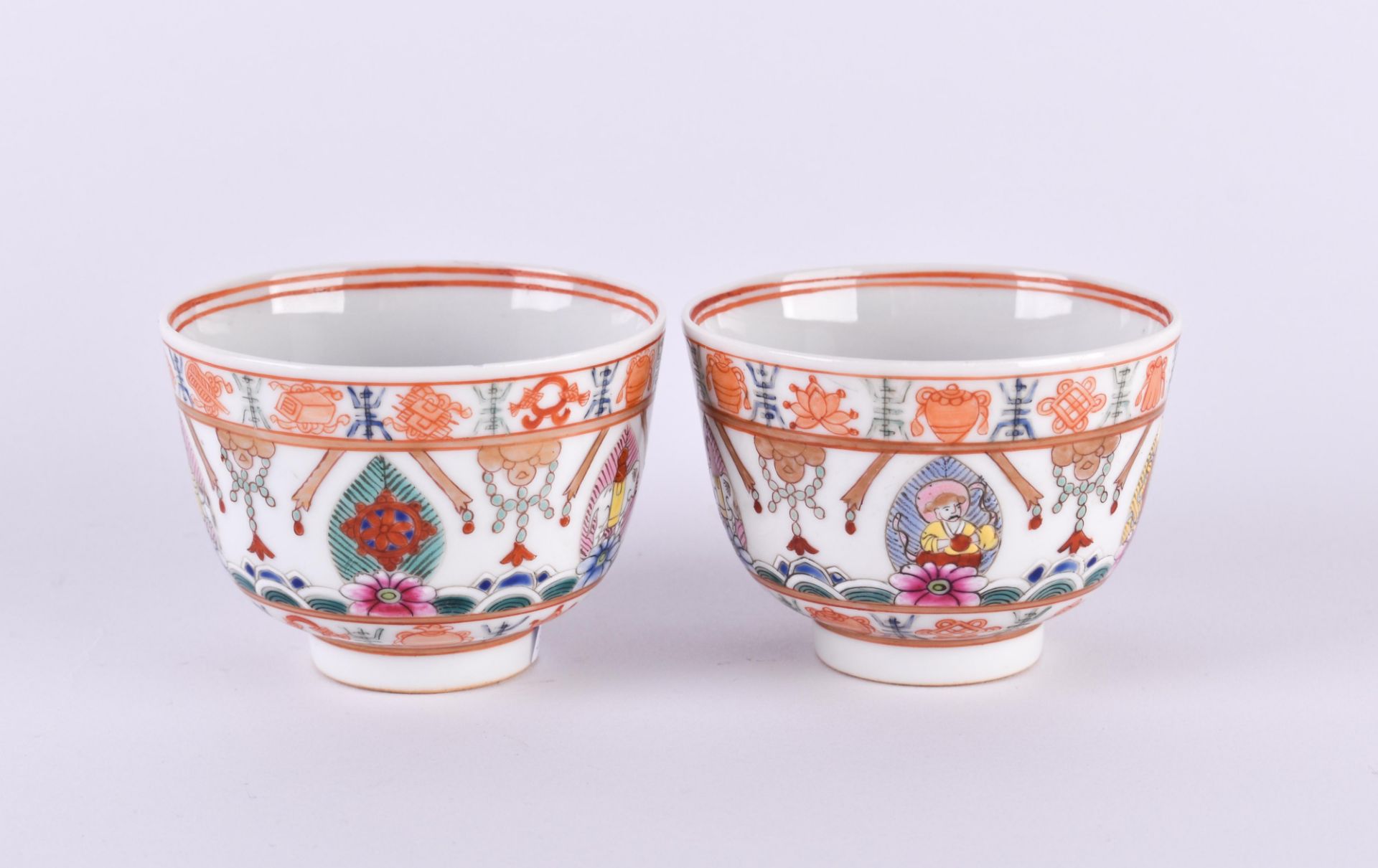 Pair of Doucai tea bowls China Qing period