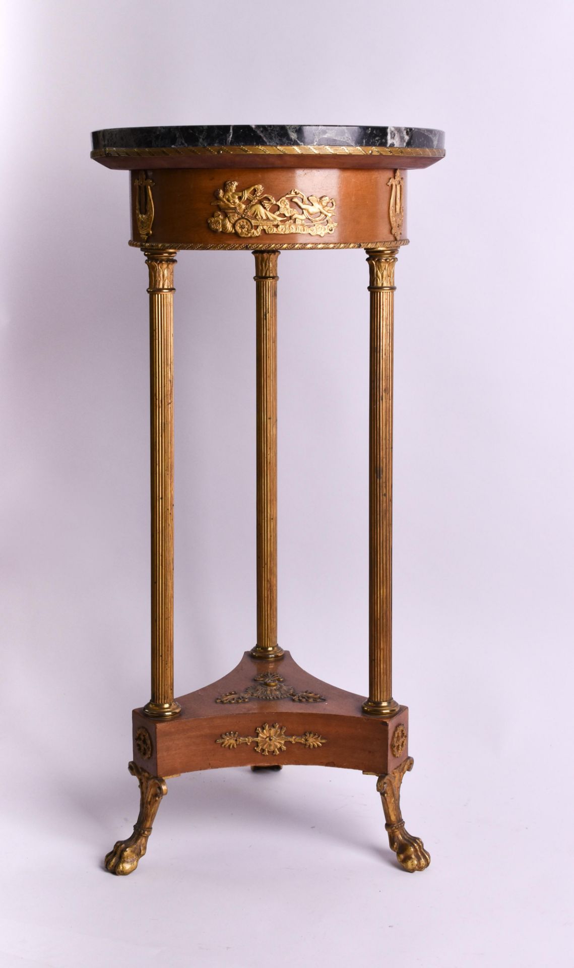 Empire side table made of beech wood & marble, 20th century