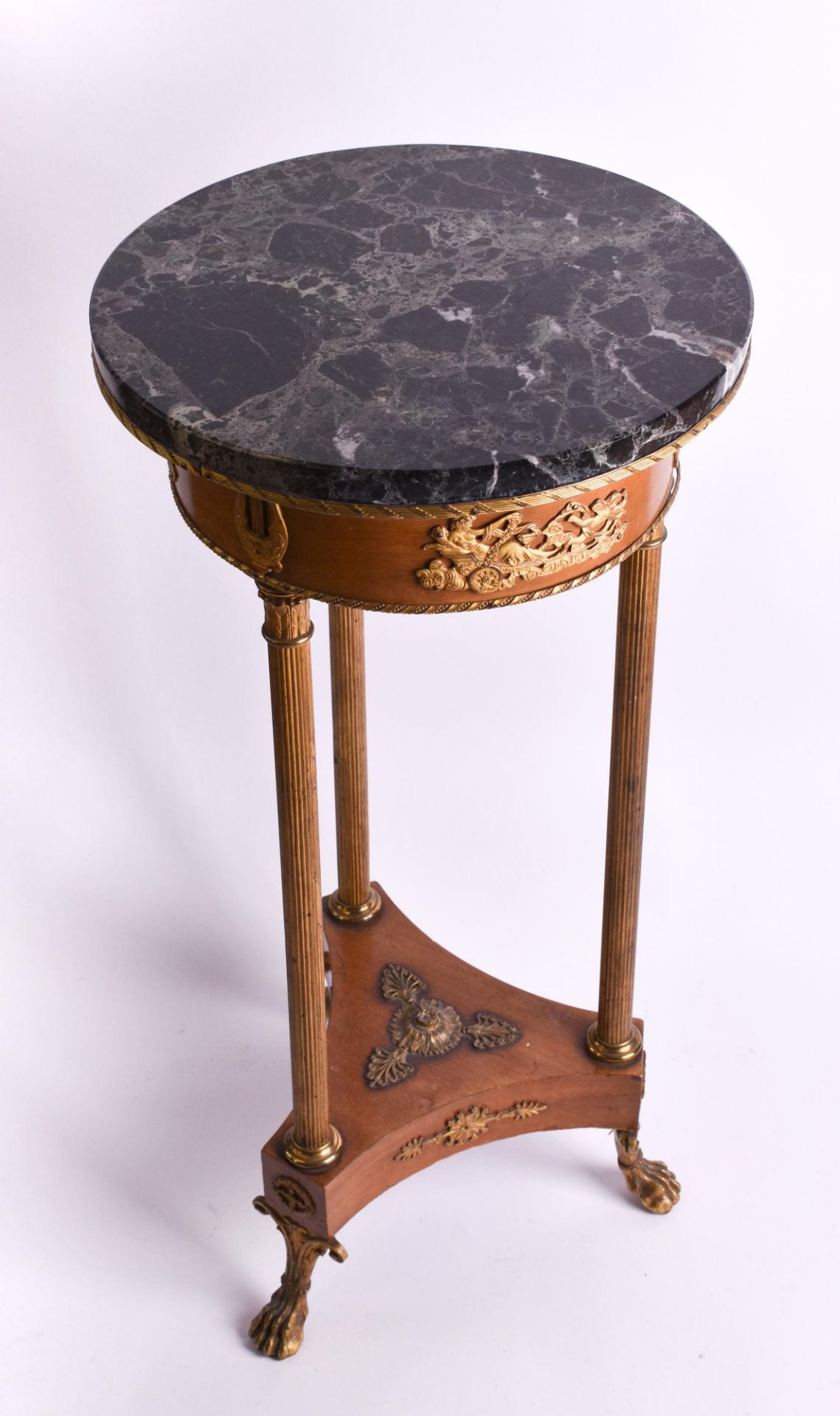 Empire side table made of beech wood & marble, 20th century - Image 4 of 4