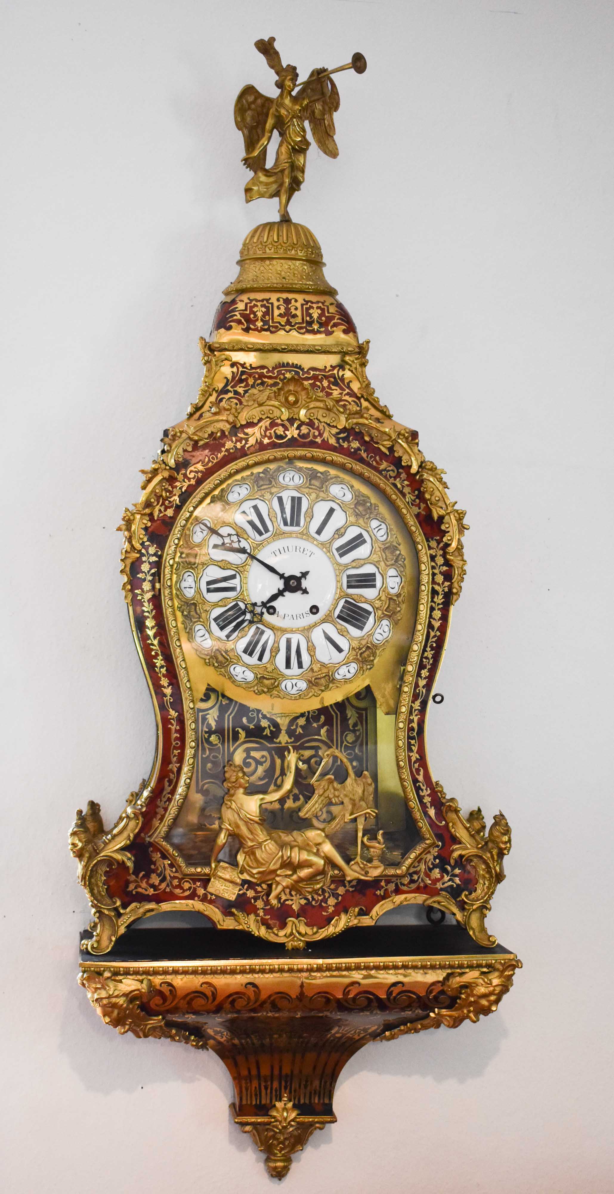 large imposing Boulle clock with console, Paris 18th century 