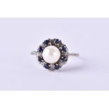 Pearl sapphire ring