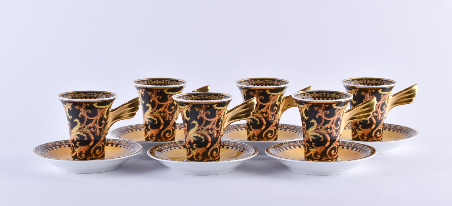 6 mocca cups/espresso cups & 6 saucers Rosenthal Versace Barocco  - Image 2 of 2