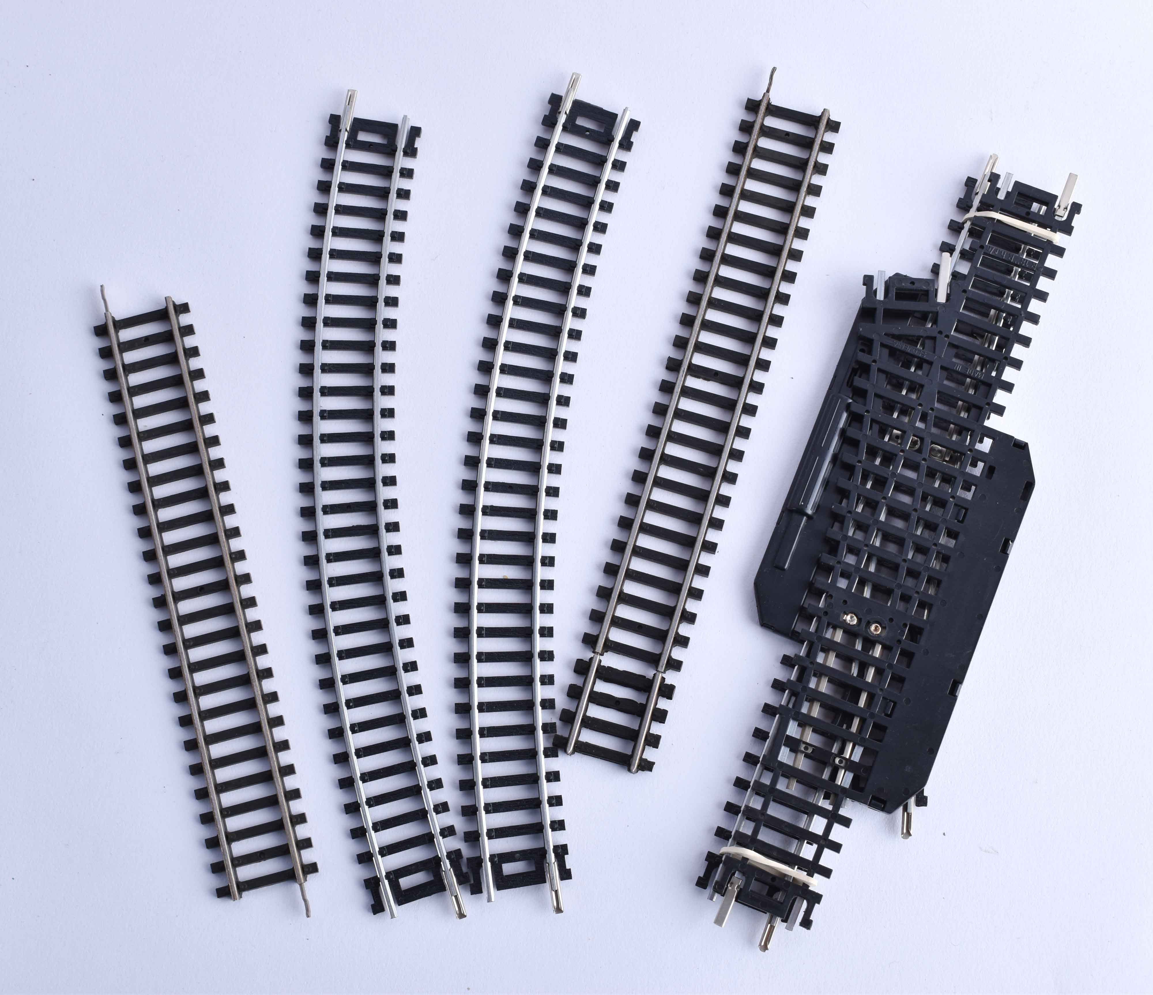 A group of model railway accessories