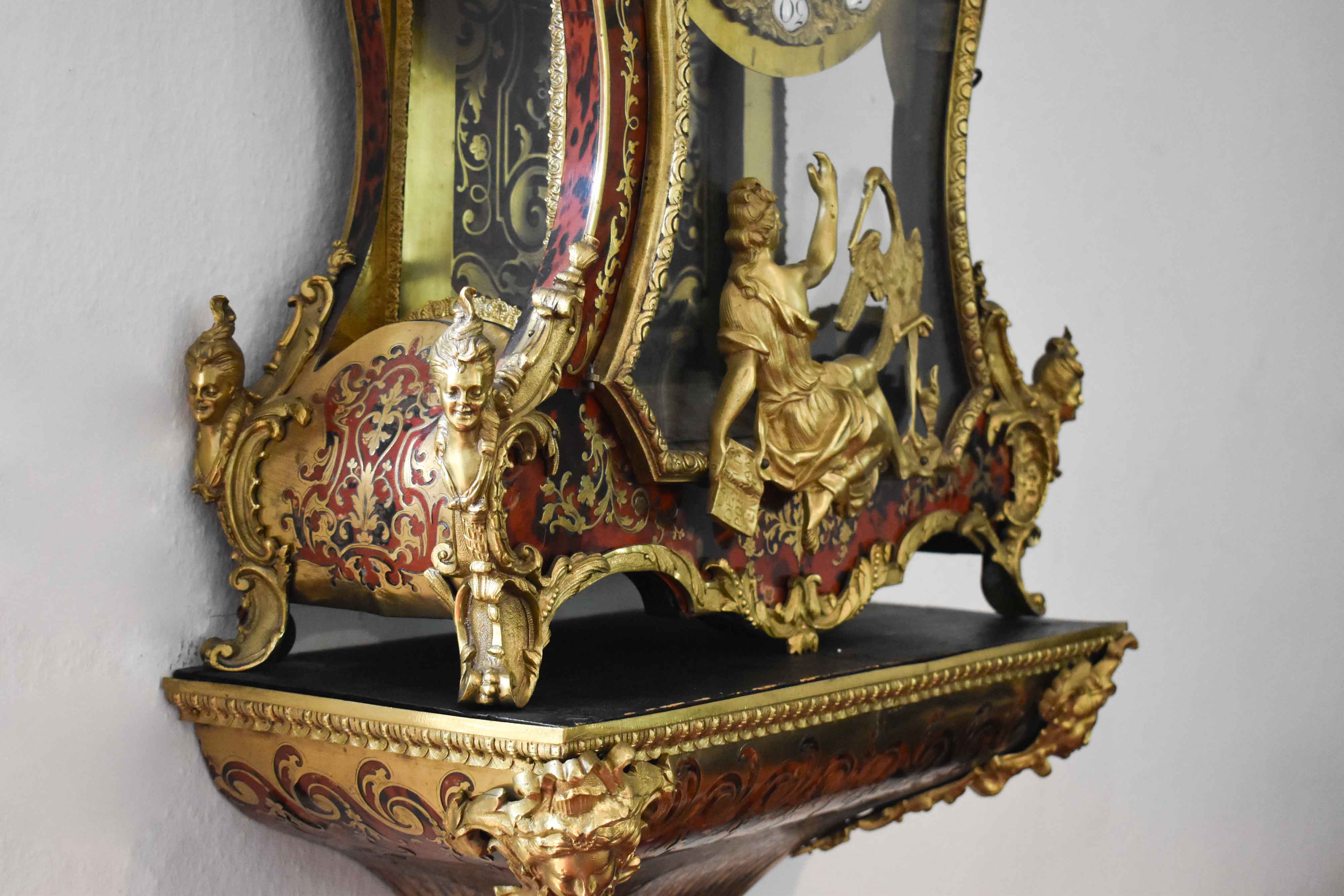 large imposing Boulle clock with console, Paris 18th century  - Image 2 of 6