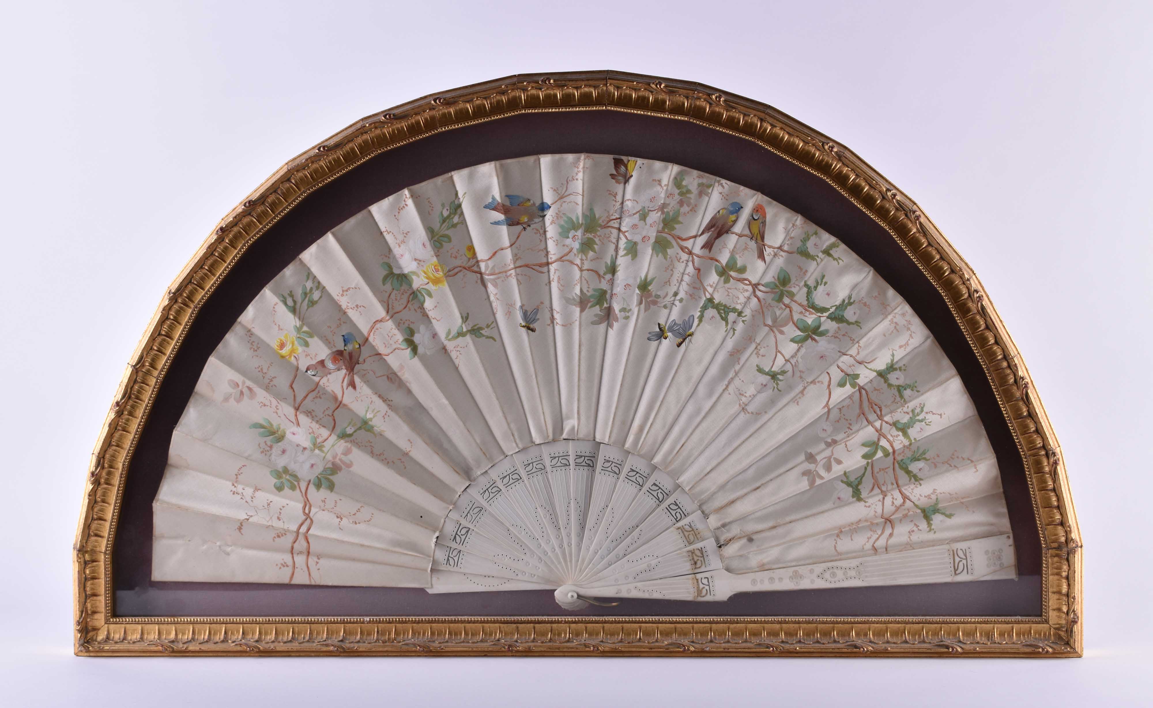 painted silk fan, probably France around 1800