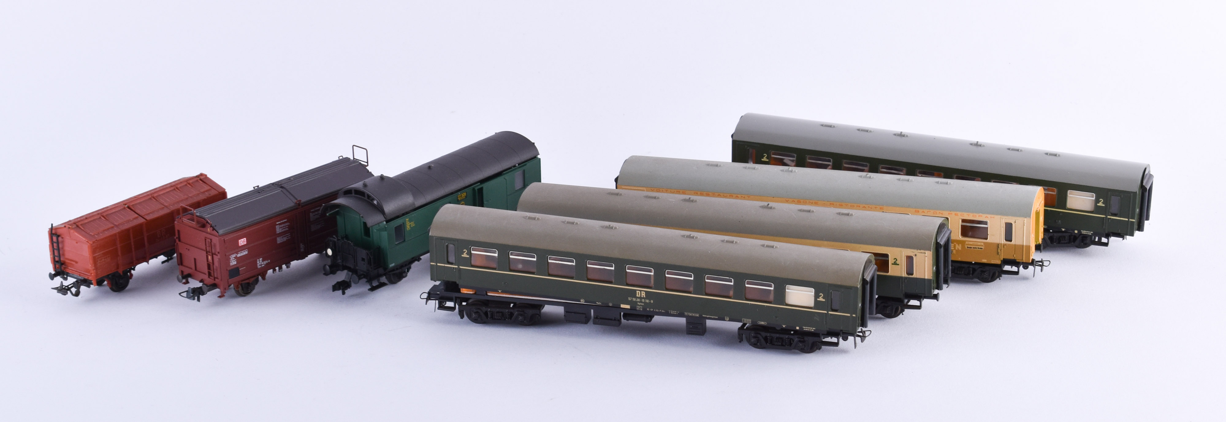 A group of freight wagons/passenger wagons Roco and other manufacturers