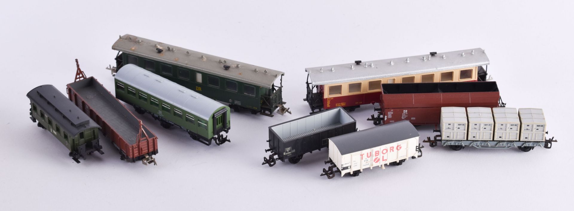A group of passenger wagons/freight wagons Reko and other manufacturers