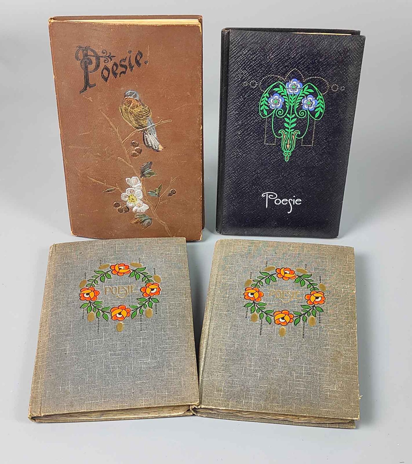 4 Poesie Alben mit Oblaten1895-1930