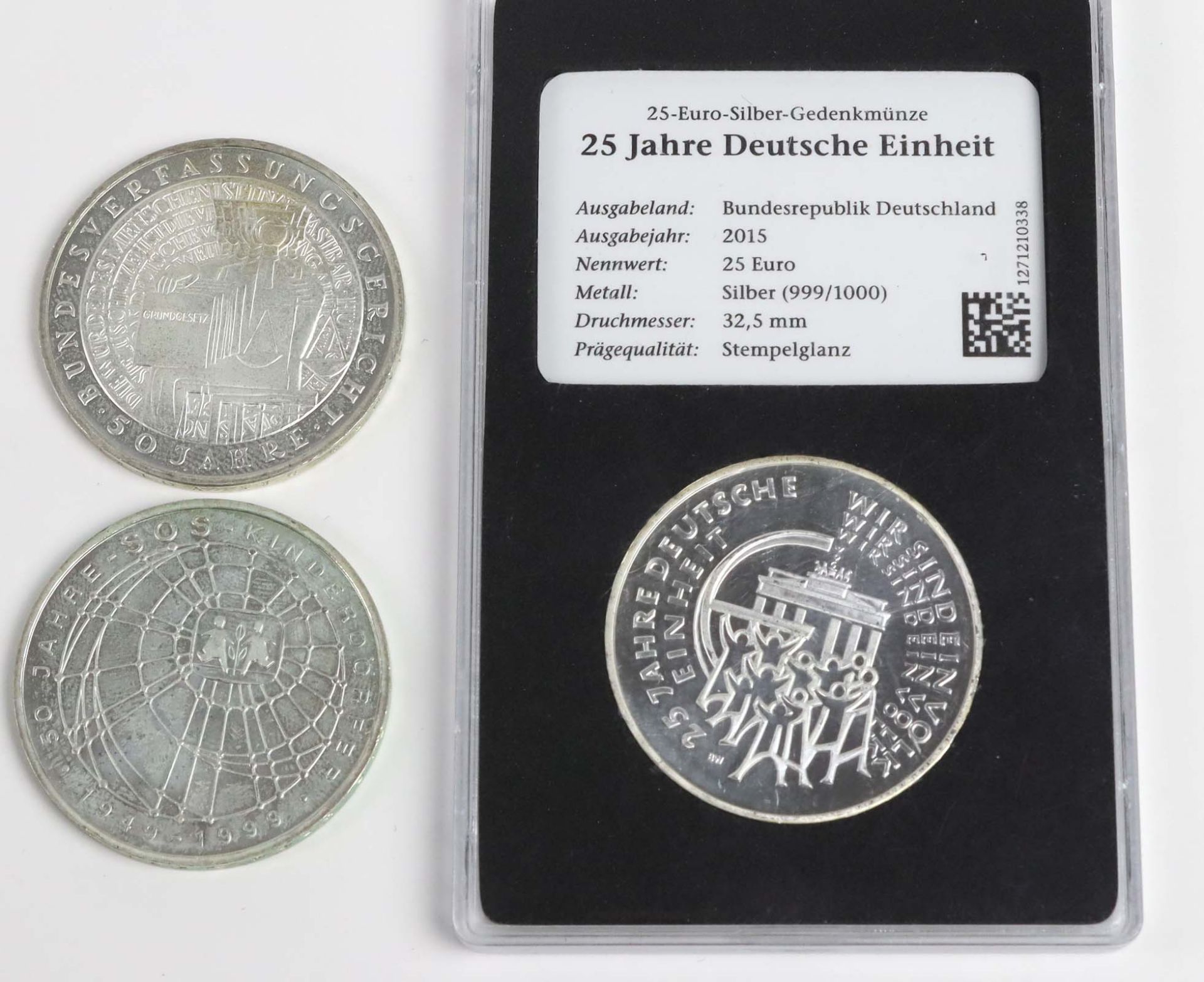 3 BRD Gedenkmünzen Silber 1999/2015