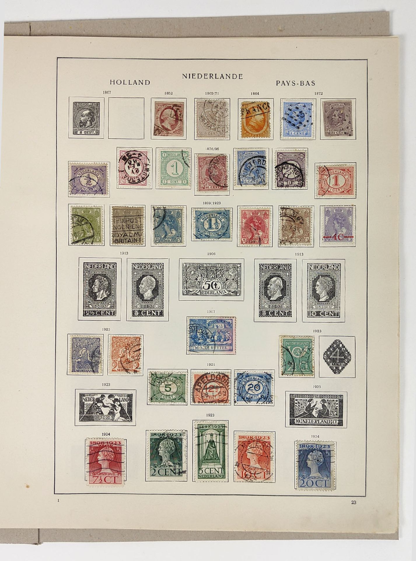 Sammlung Briefmarken Belgien, Niederlande 1867/1937