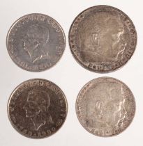 4 Silber Münzen Deutsches Reich 1934/38