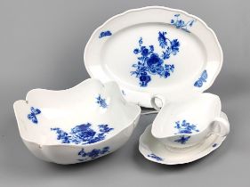 Meissen 3 Serviceteile *Blaue Blume* 19. Jhd.