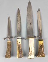 4 Jagdmesser mit Horngriffen