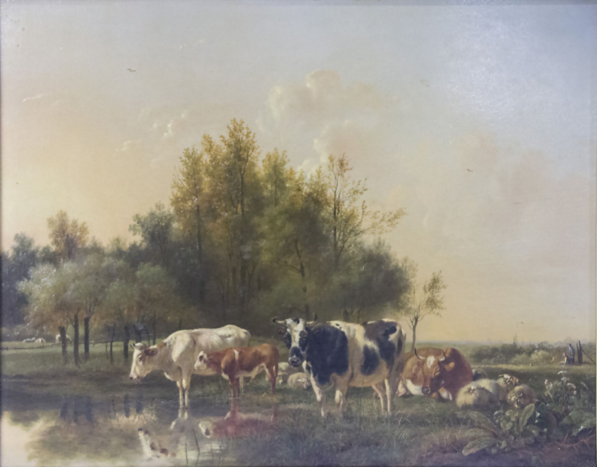 Pieter Frederick VAN OS (1808-1892), 'Kuhherde am Flußufer' / 'A herd of cows by a riverscape'