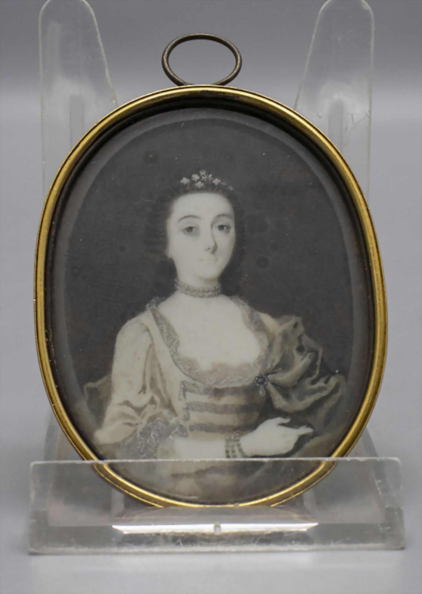 Barock Miniatur Porträt einer Adligen / A Baroque miniature portrait of a noble lady,18. Jh.