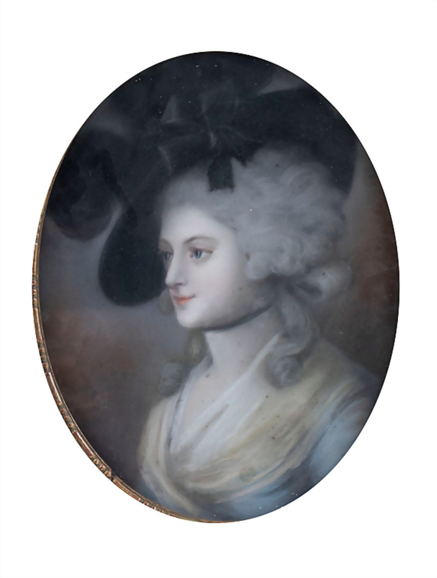 Angèle Dubos (1844-1916), zugeschrieben, 'Elegante Dame mit schwarzem Hut' / attributed, 'An ...
