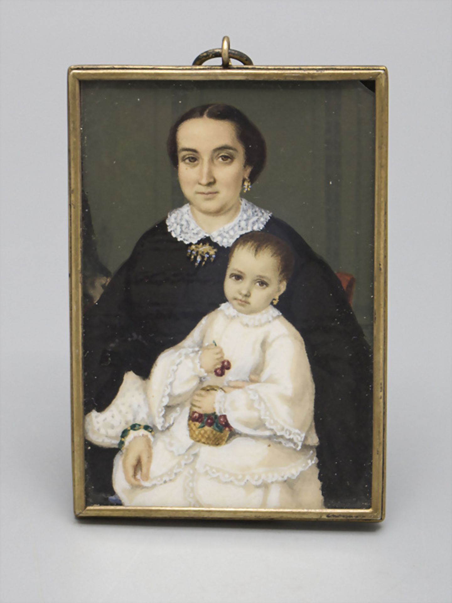 Miniatur Porträt einer Dame mit ihrer Tochter / A miniature portrait of a lady with her ...