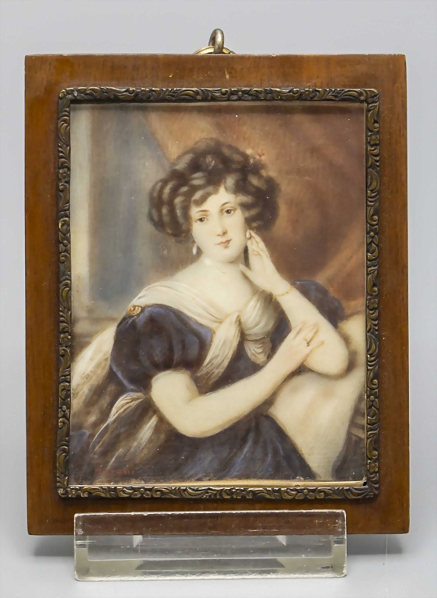 Miniatur Porträt einer jungen adligen Dame / A miniature portrait of a young noble lady, wohl ...