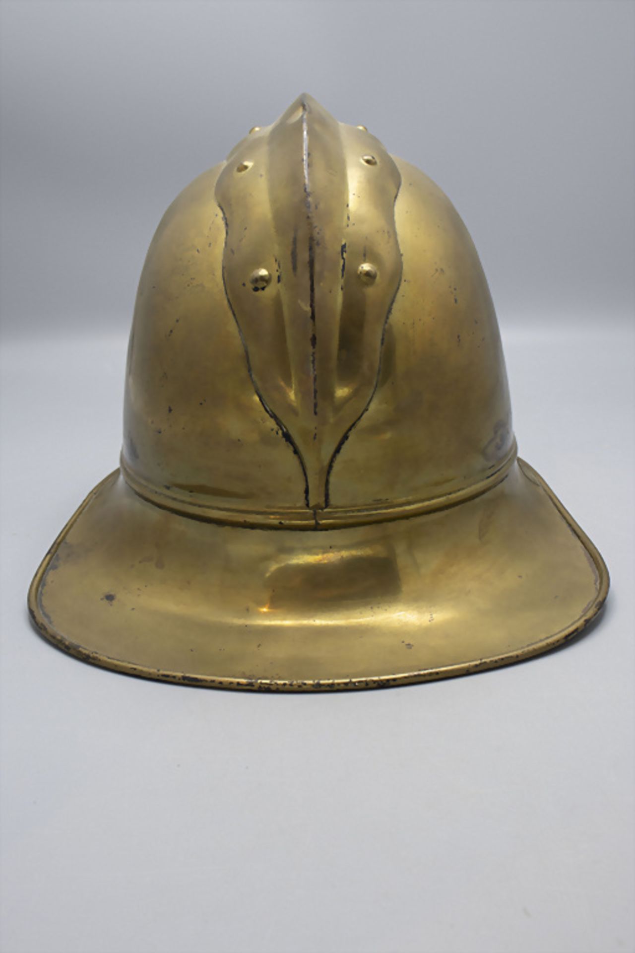 Französischer Helm mit Schutzbrille / A french helmet with safety glasses, um 1900 - Image 4 of 5