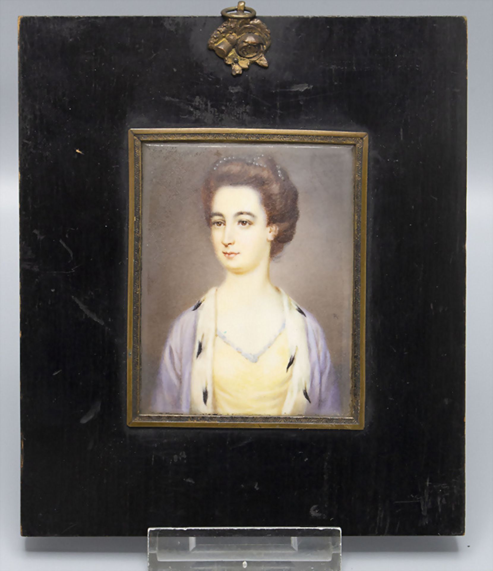 Miniatur Porträt einer Dame / A miniature portrait of a lady, deutsch, 19. Jh. - Bild 2 aus 3