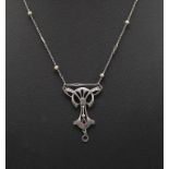 Jugendstil Collier mit Amethyst / An Art Nouveau silver necklace with pendant, deutsch um 1900