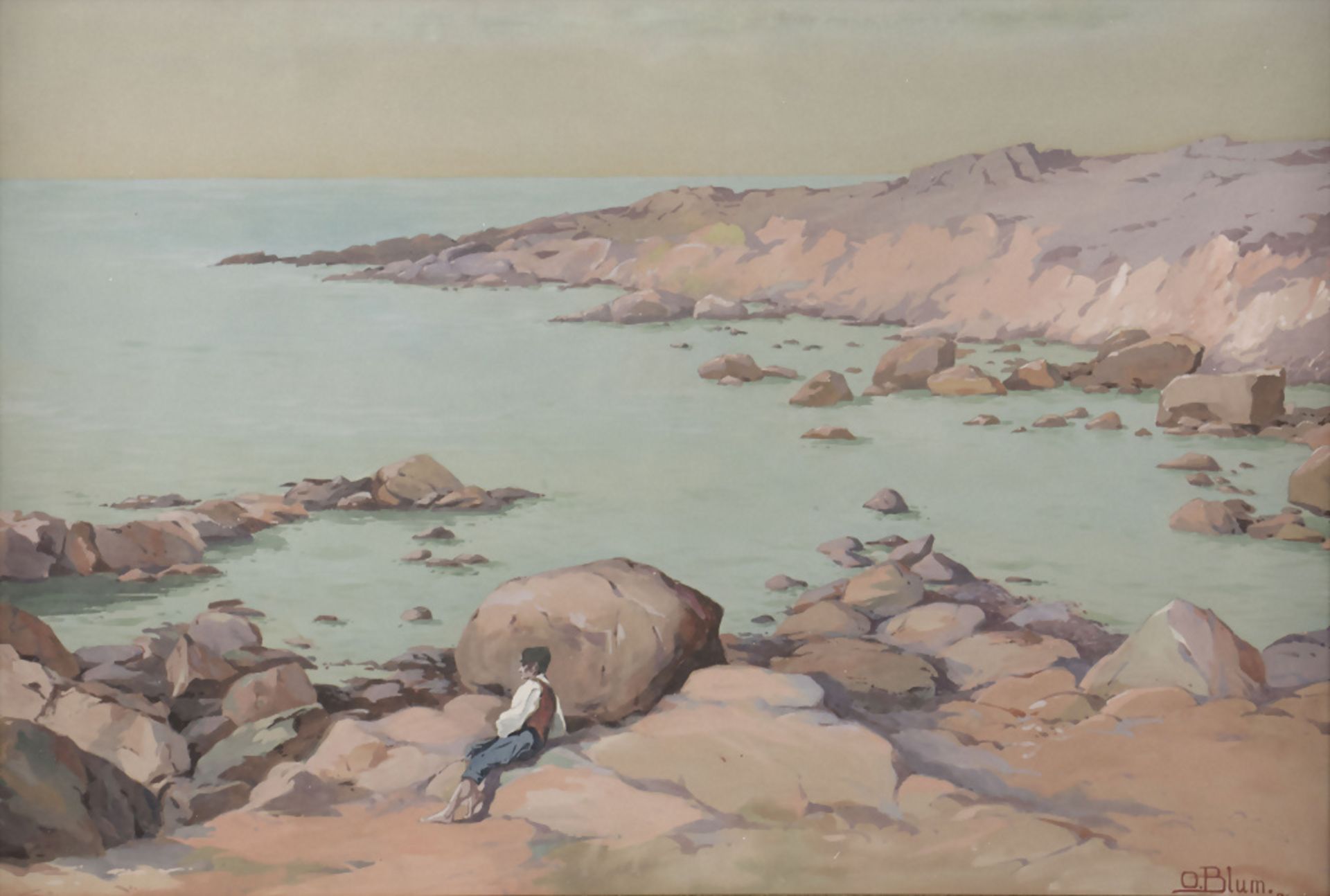 Otto BLUM (19./20.Jh.), 'Küstenlandschaft mit Knaben' / 'A shore landscape with boy', 1891