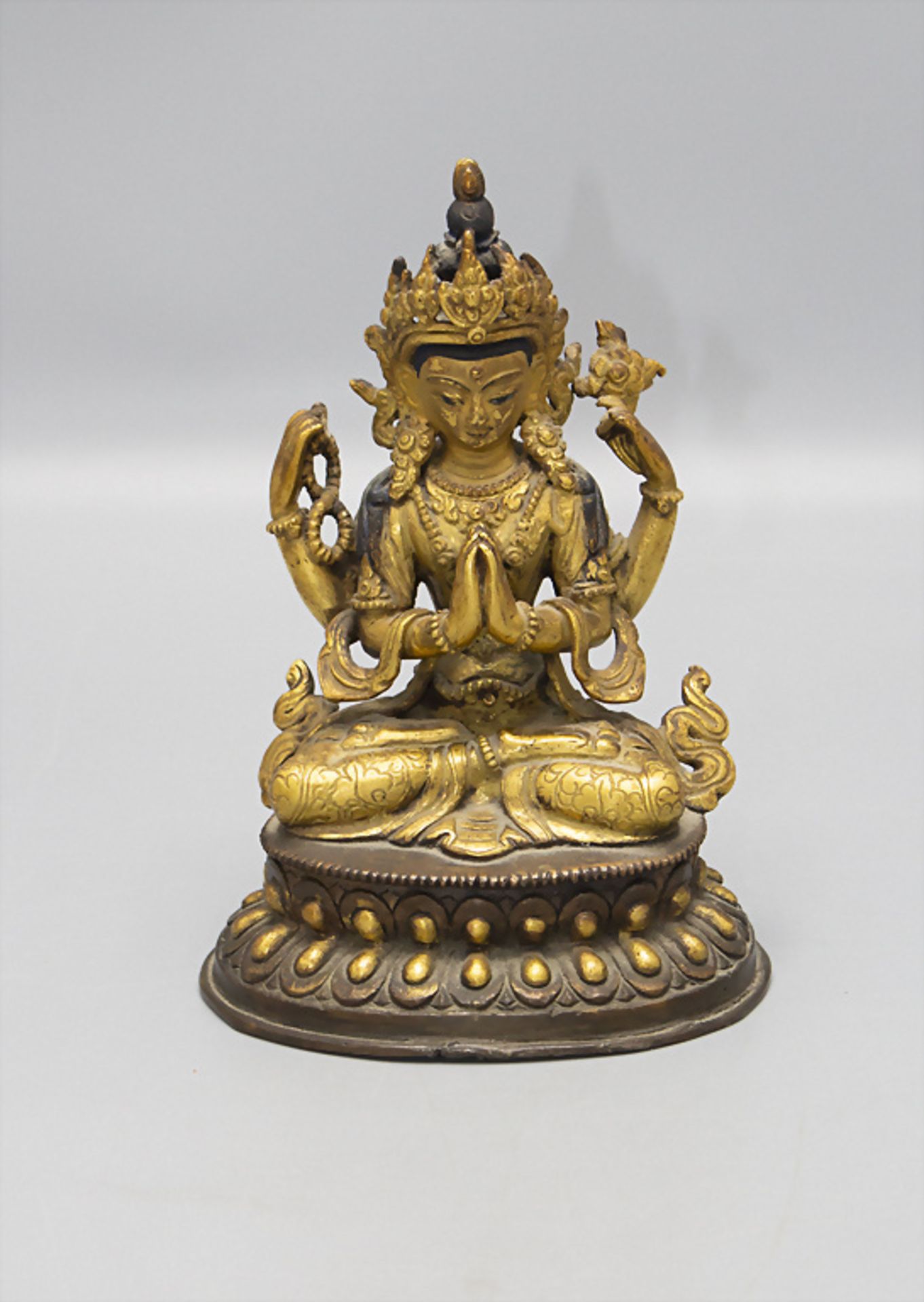 Bronze Bodhisattva Avalokiteshvara, Tibet, wohl um 1900