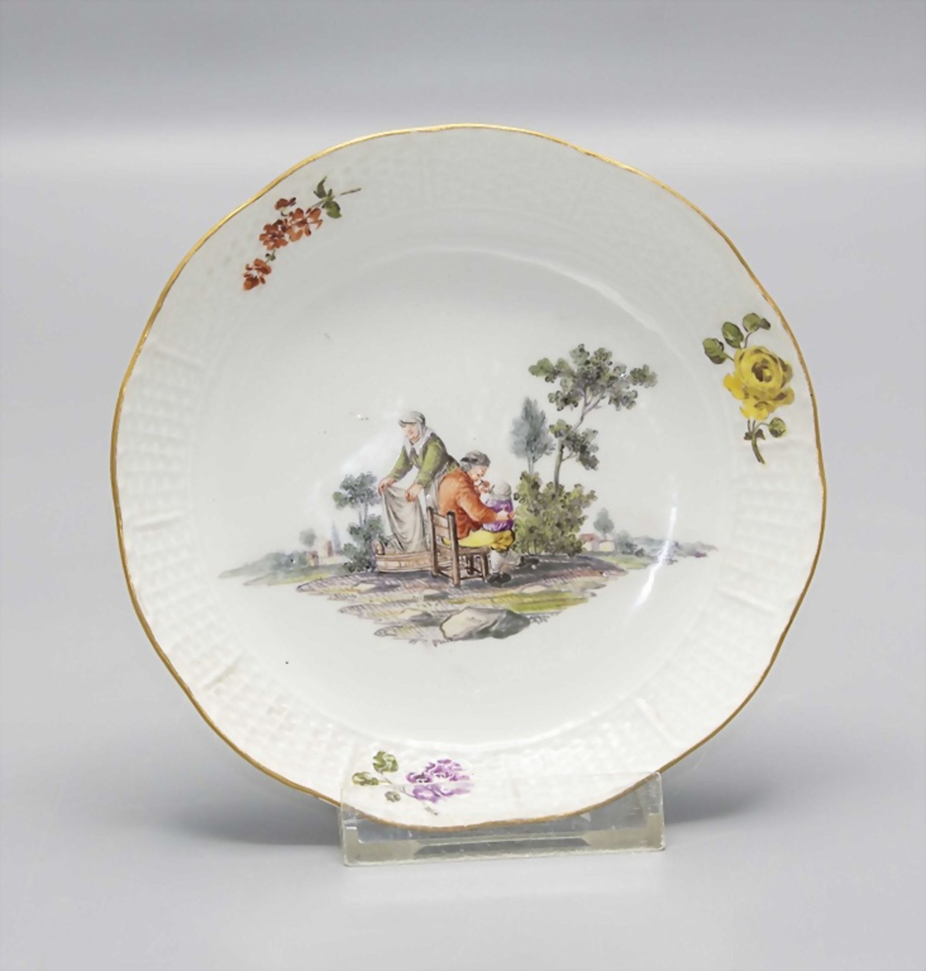 Tasse und UT mit Tenier-Bauern / A cup and saucer with Tenier peasants, Meissen, um 1740 - Image 6 of 6