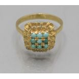 Damenring mit Türkisen / A ladies 18 ct gold ring with turquoises