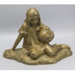 Figürliche Jugendstil Tischklingel 'Kind mit Ball' / A figural Art Nouveau table bell 'girl ...