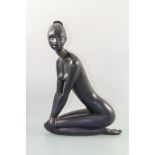 Keramik Skulptur 'Kniende Afrikanerin', Keramos Wien, Östereich, 1950er Jahre