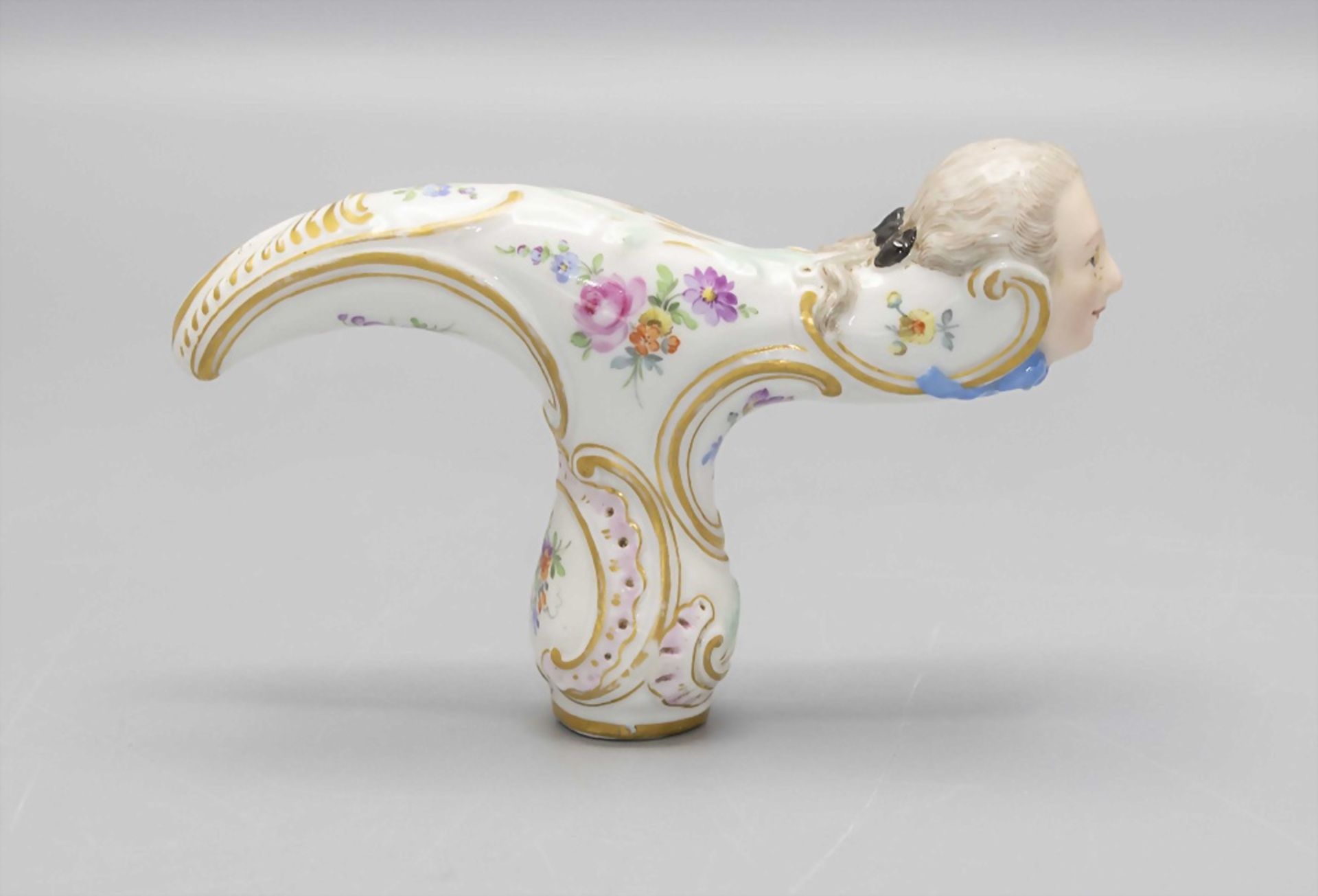 Stockgriff mit Kopf eines Herrn und Landschaft / A cane handle with the head of a gentleman ... - Bild 3 aus 6