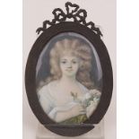 Biedermeier Miniatur Porträt 'Mademoiselle Bazin' / An Empire miniature portrait 'Mademoiselle ...