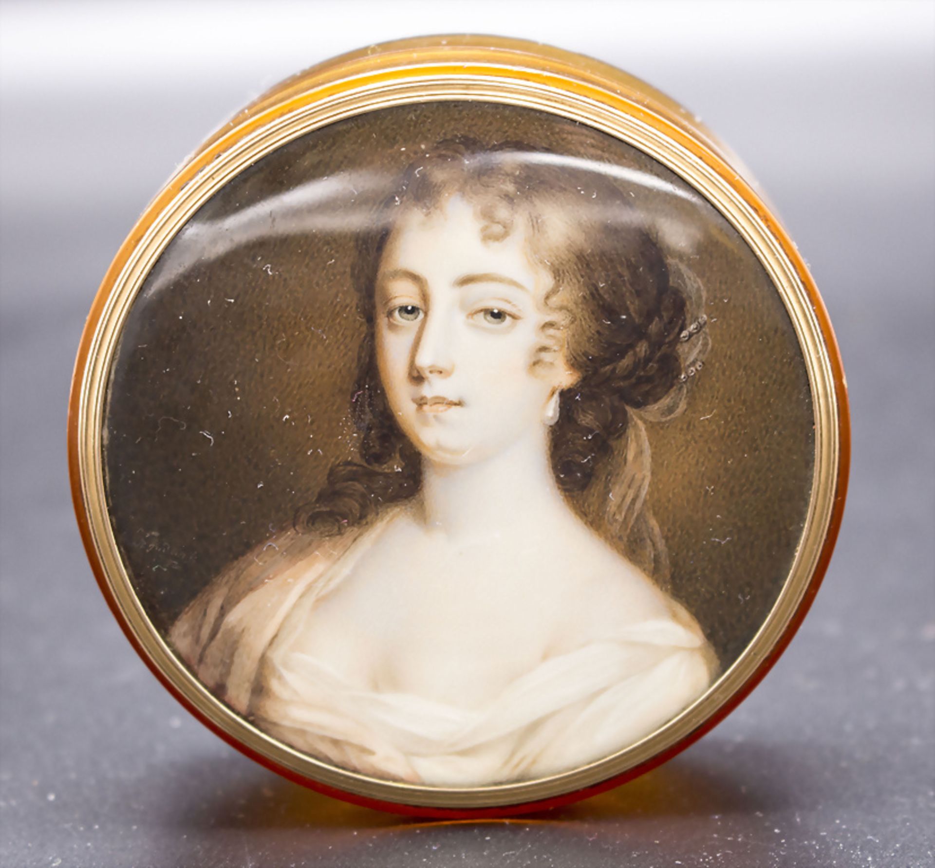 André Judlin, Louis-Seize Miniatur Porträit einer jungen Frau, Paris, um 1782 - Bild 4 aus 5