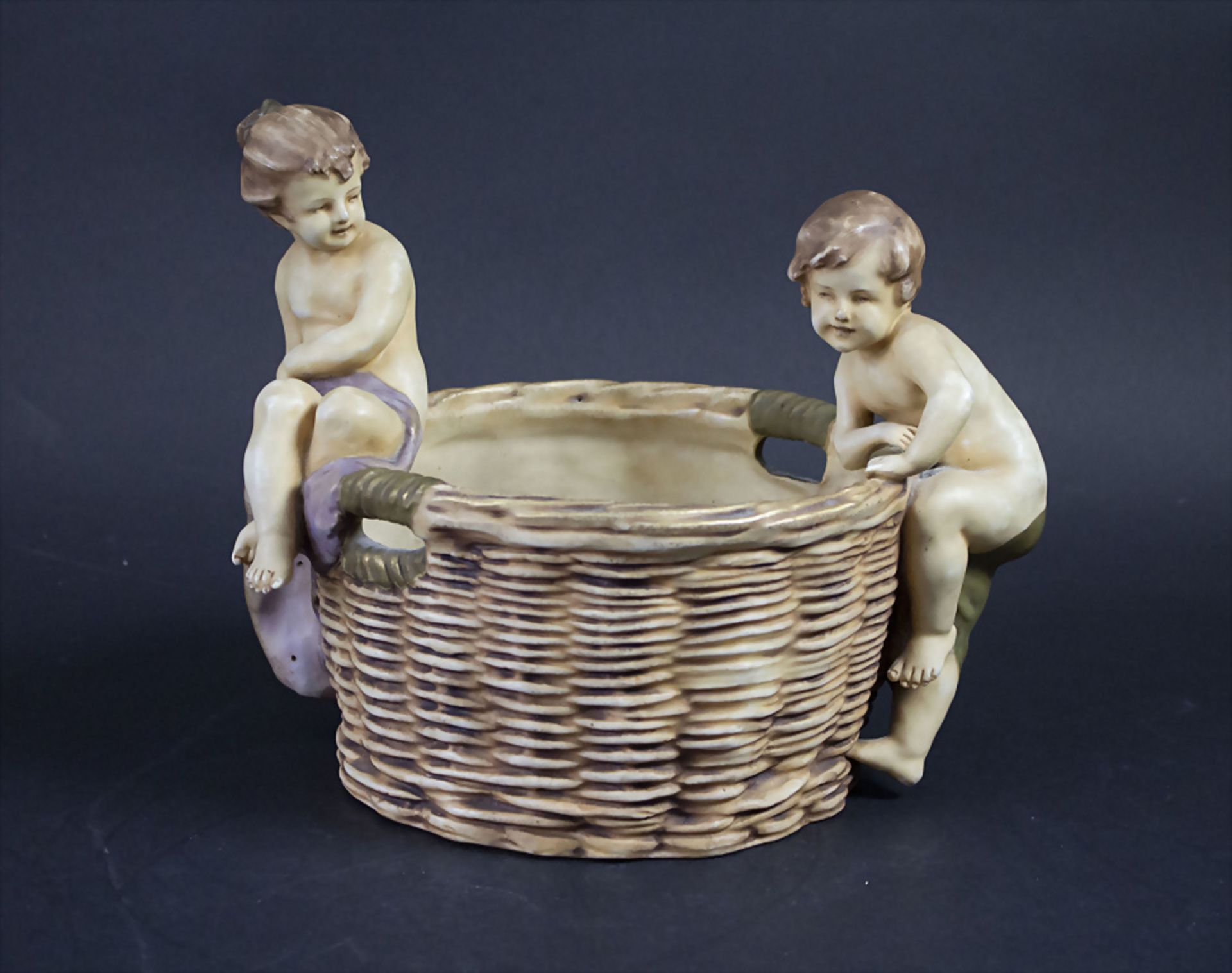 Figürliche Korbschale / Cachepot / A figural basket shaped bowl, Amphora-Werke, Turn-Teplitz, ...
