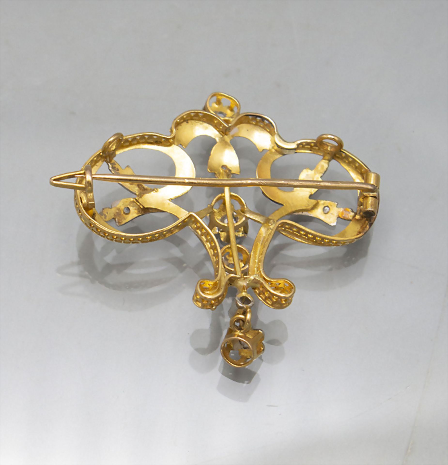 Jugendstil 18 kt Gold Brosche / An Art Nouveau 18 ct gold brooch, Frankreich, um 1900 - Bild 2 aus 2