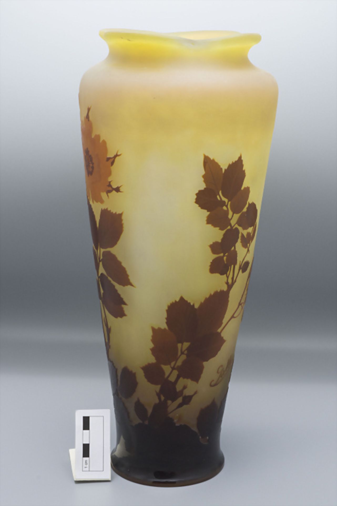 Jugendstil Vase mit Rosen / An Art Nouveau cameo glass vase with roses, Emile Gallé, École de ... - Image 3 of 9