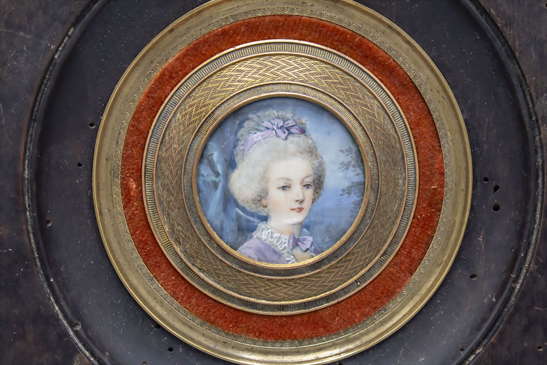 Miniatur Porträt einer jungen Dame / A miniature portrait of a young lady, Frankreich, 19. Jh. - Bild 2 aus 3