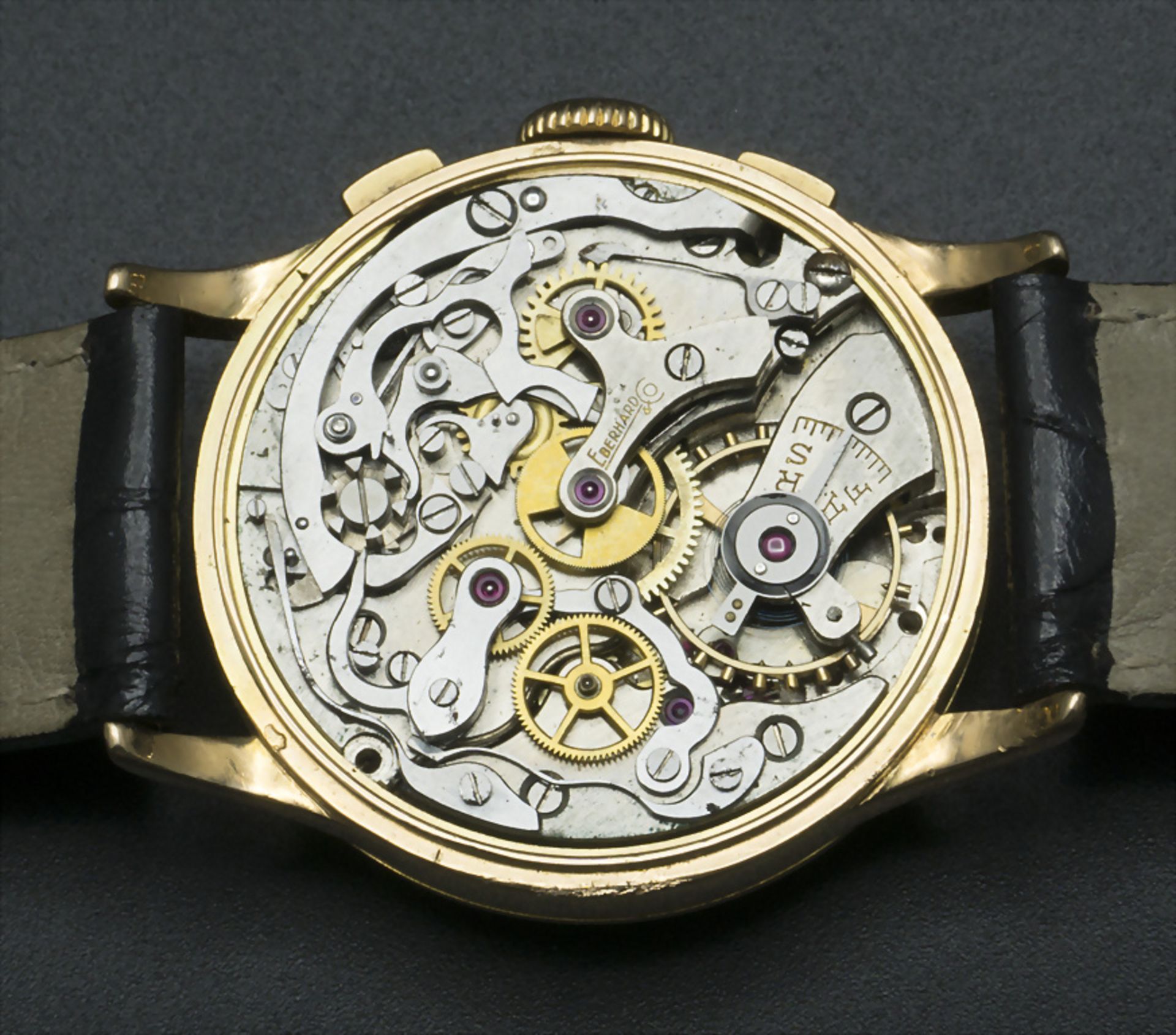 Herrenarmbanduhr / Chronograph / An 18k gold men's wristwatch, Eberhard & Co, Chaud de Fonds, ... - Image 2 of 6