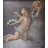 Unbekannter Künstler des 18. Jh., 'Engel mit Blumenkränzen' / 'An angel with flower wreaths'