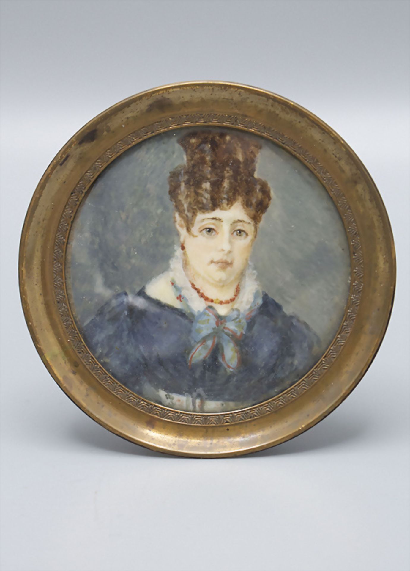 Miniatur Biedermeier Porträt einer Dame / A miniature portrait of a lady, deutsch, um 1830