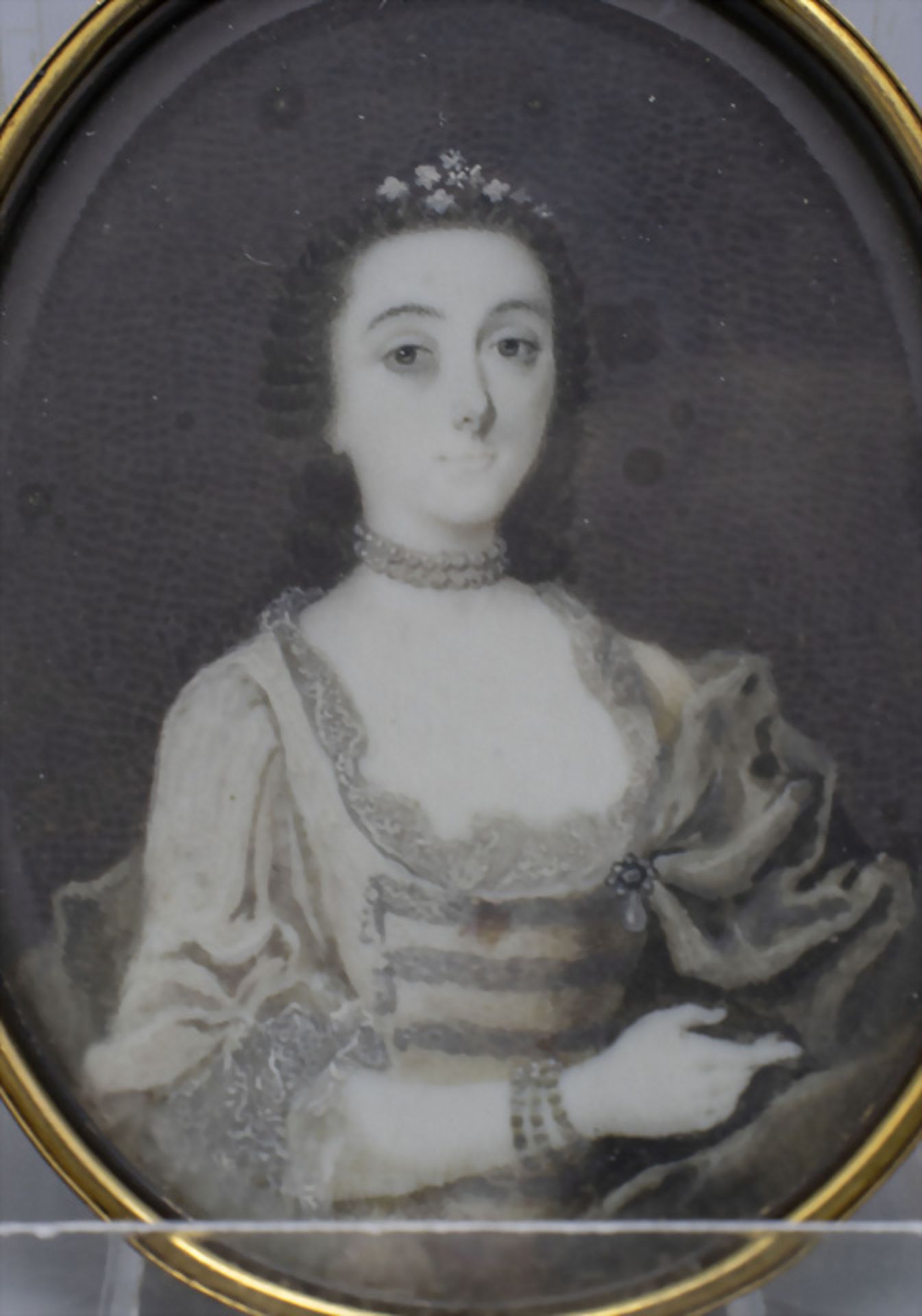 Barock Miniatur Porträt einer Adligen / A Baroque miniature portrait of a noble lady,18. Jh. - Bild 2 aus 3