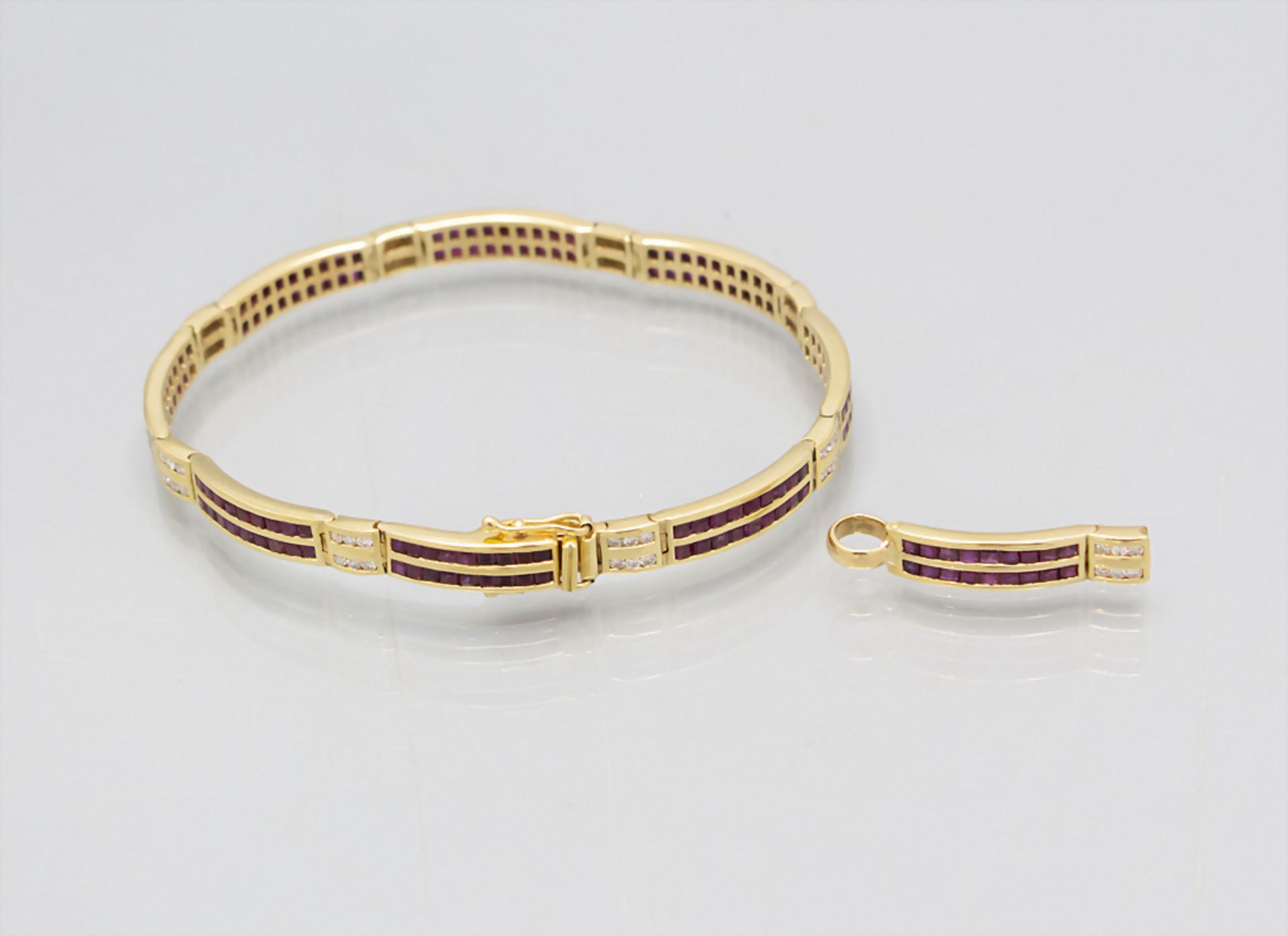 Goldarmband und Anhänger mit Rubinen und Brillanten / An 18 ct gold bracelet and pendant with ...