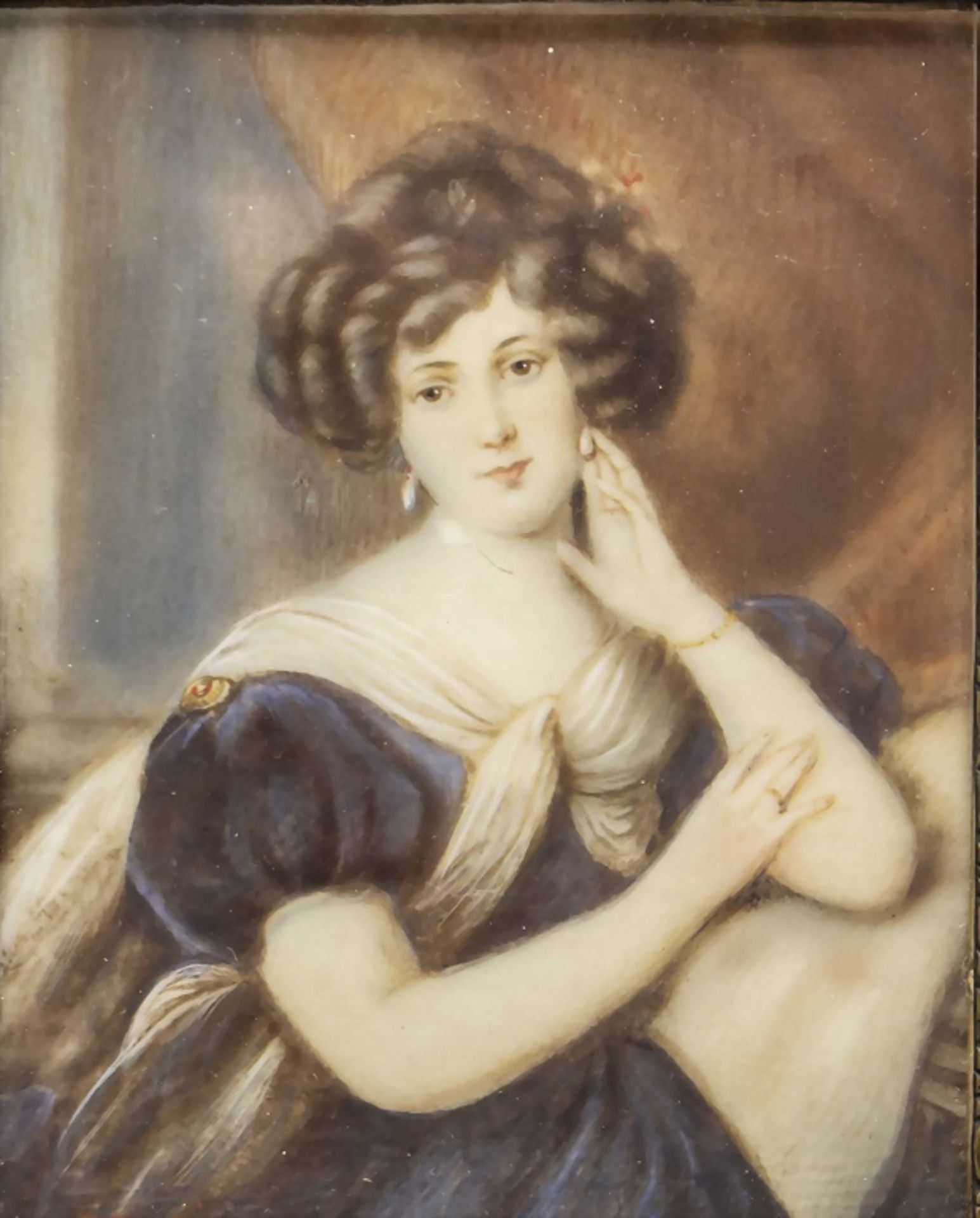 Miniatur Porträt einer jungen adligen Dame / A miniature portrait of a young noble lady, wohl ... - Bild 2 aus 4